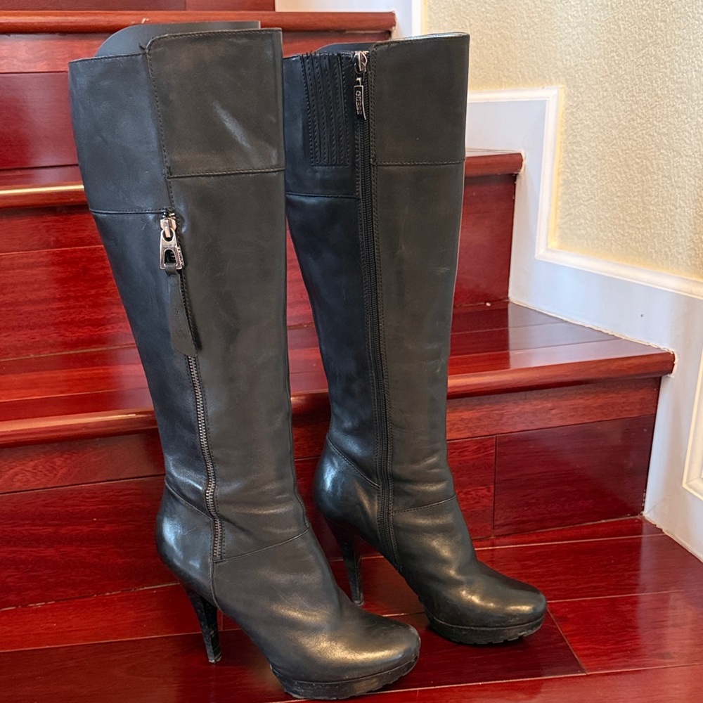Guess Black Heeled Knee-High Boots